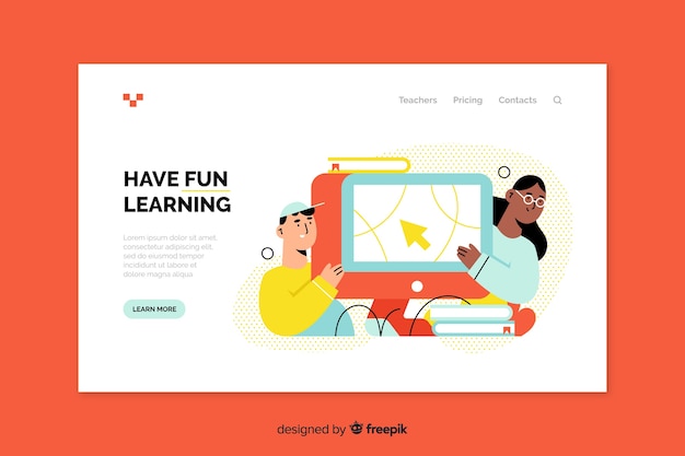 Free Vector online education landing page