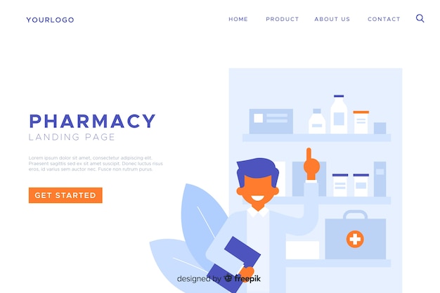 Free Vector online pharmacy landing page template