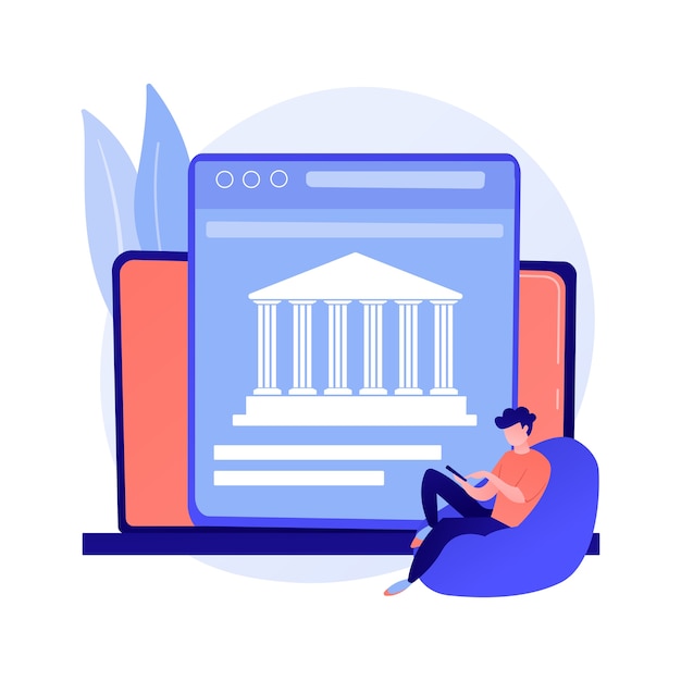 Free Vector open banking data access. financial services, mobile payment app development, api technology. web developers designing banking platforms.