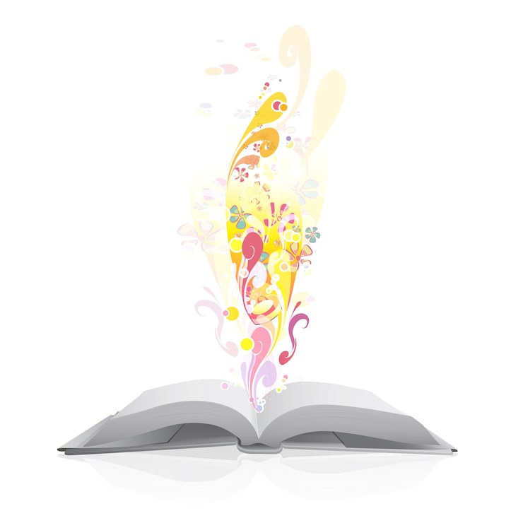 Free Vector open book with abstract shapes