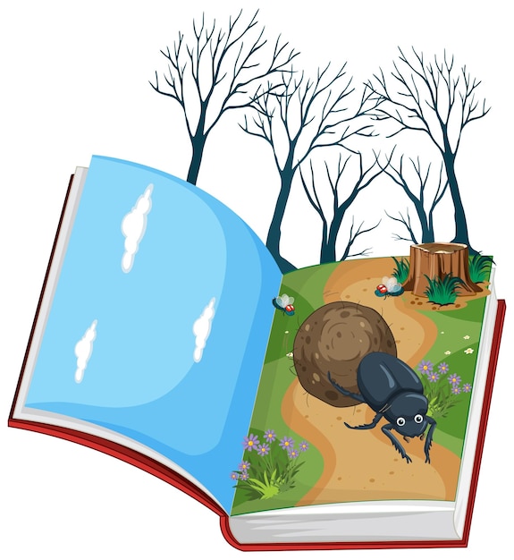 Free Vector open book with nature scene