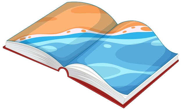 Free Vector open book with ocean waves