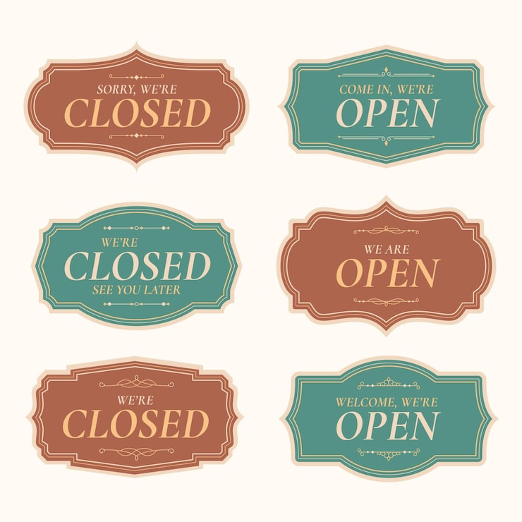 Free Vector open and closed sign  collection