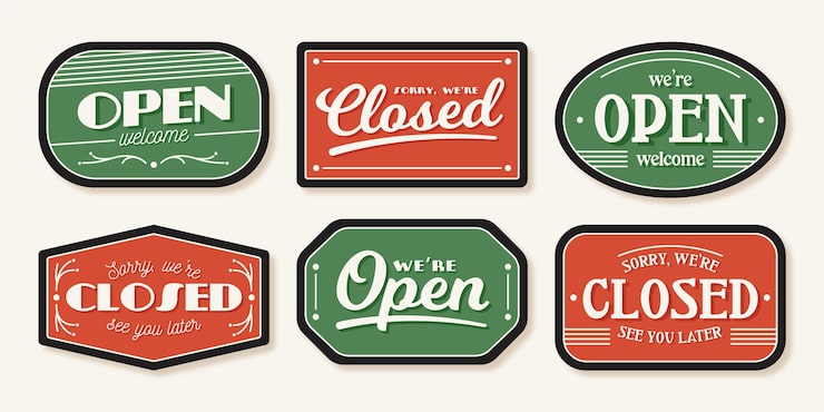 Free Vector open and closed sign  pack