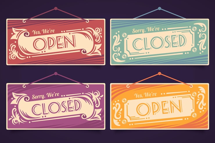Free Vector open and closed signboard