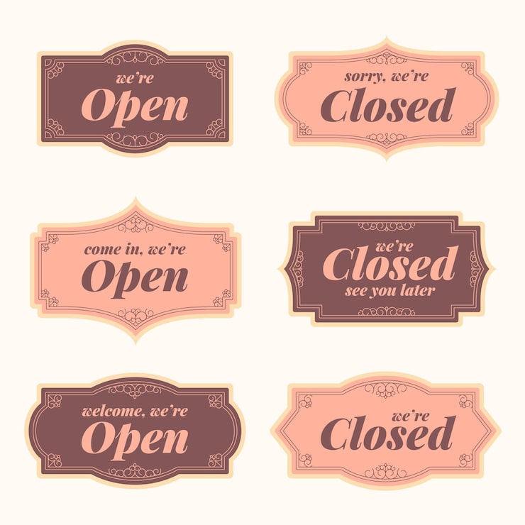 Free Vector open and closed signs