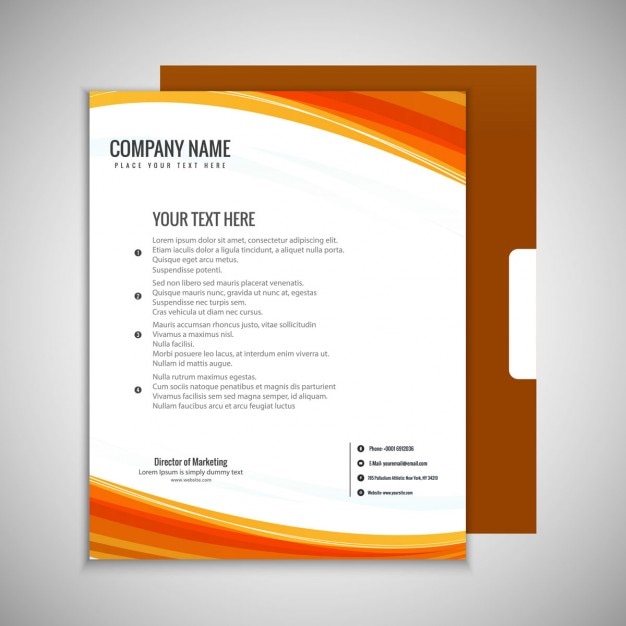 Free Vector orange wavy business brochure