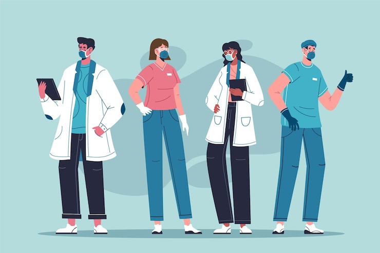 Free Vector organic flat doctors and nurses