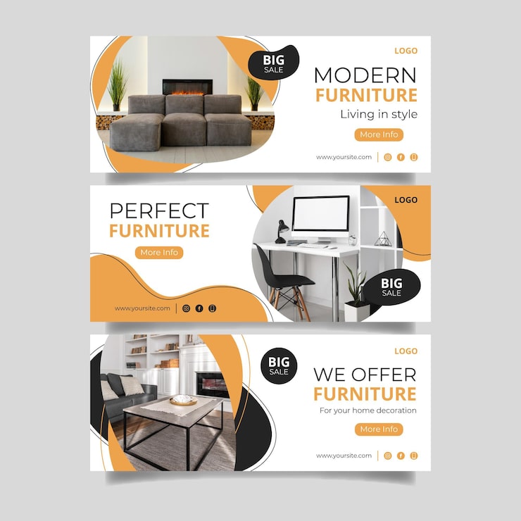 Free Vector organic flat furniture sale banner
