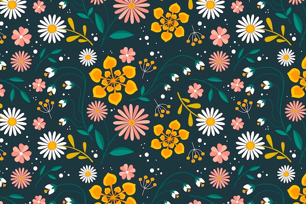 Free Vector organic flat pressed flowers pattern