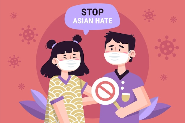 Free Vector organic flat stop asian hate illustration