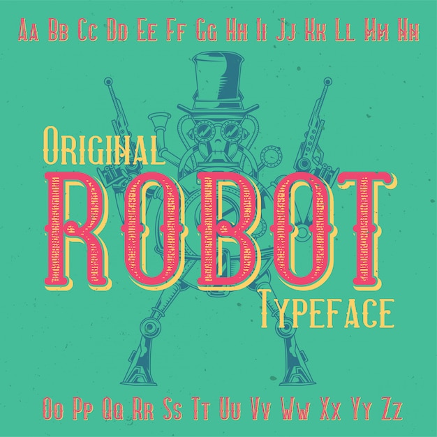 Free Vector original label typeface named '"robot". good to use in any label design.