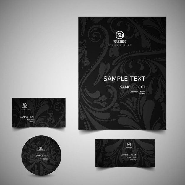 Free Vector ornamental black stationery