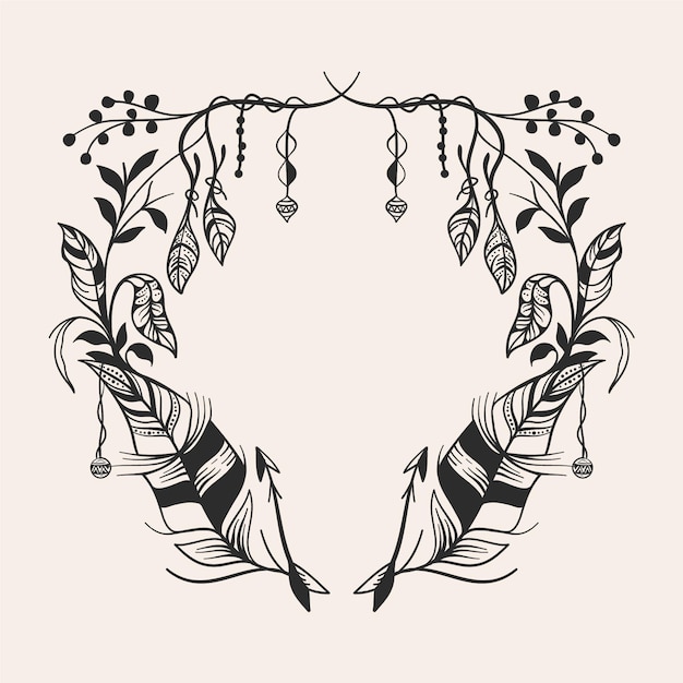Free Vector ornamental engraving hand drawn boho frame