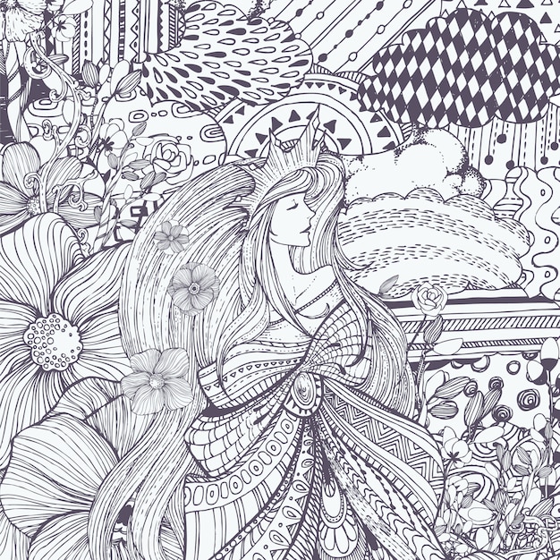 Free Vector ornamental queen illustration