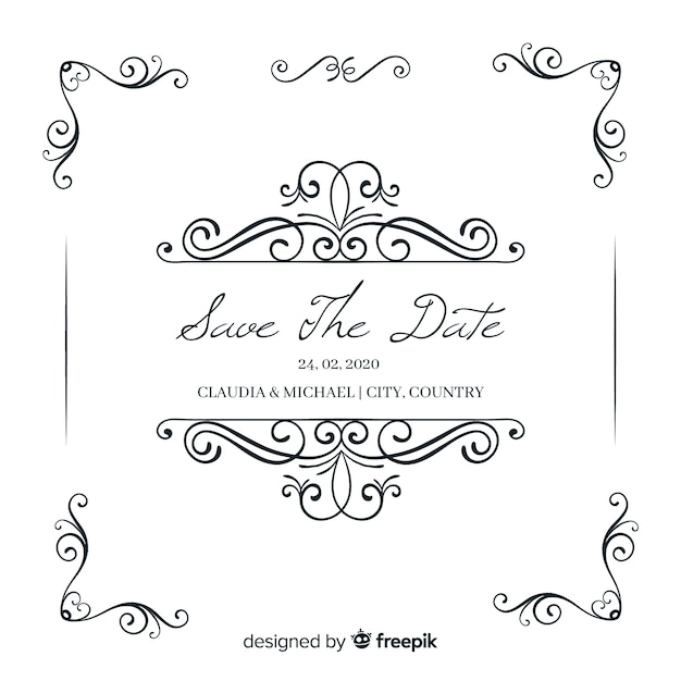 Free Vector ornamental save the date wedding invitation