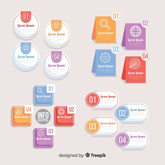Free Vector pack of colorful infographic elements