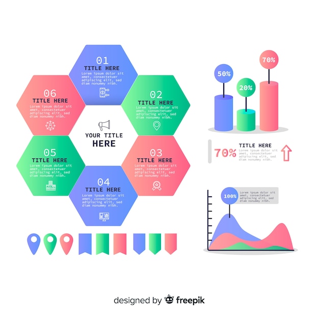 Free Vector pack of colorful infographic flat design