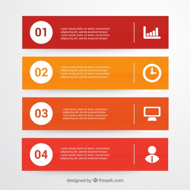 Free Vector pack of four infographic banners with white details