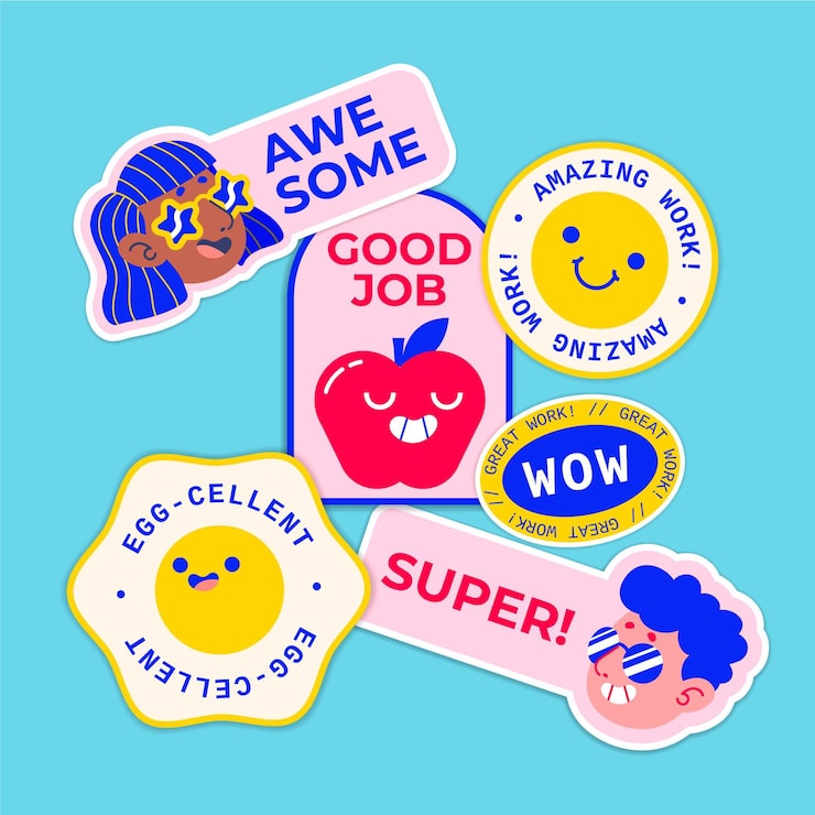 Free Vector pack of great job and good job stickers