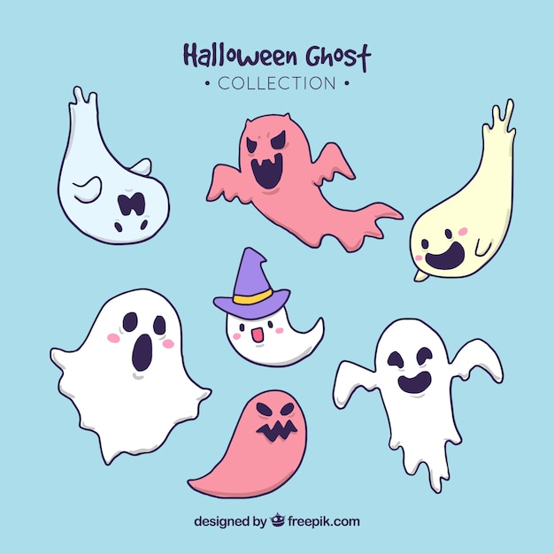 Free Vector pack of hand drawn ghosts