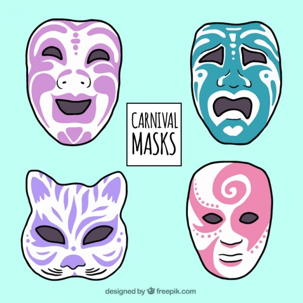 Free Vector pack of hand-drawn masks
