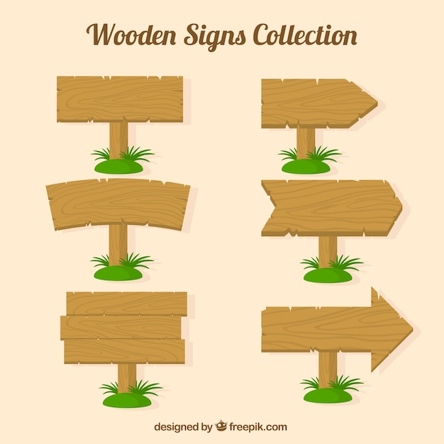 Free Vector pack of wood signs with grass