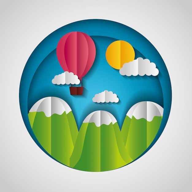 Free Vector paper origami landscape