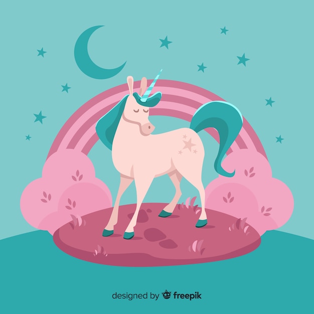 Free Vector pastel color unicorn background flat design