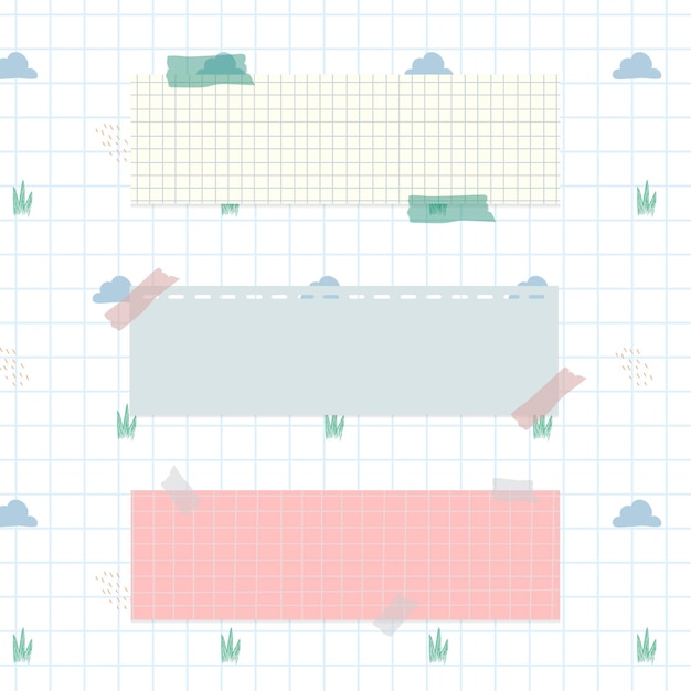 Free Vector pastel notepapers on cloud pattern background