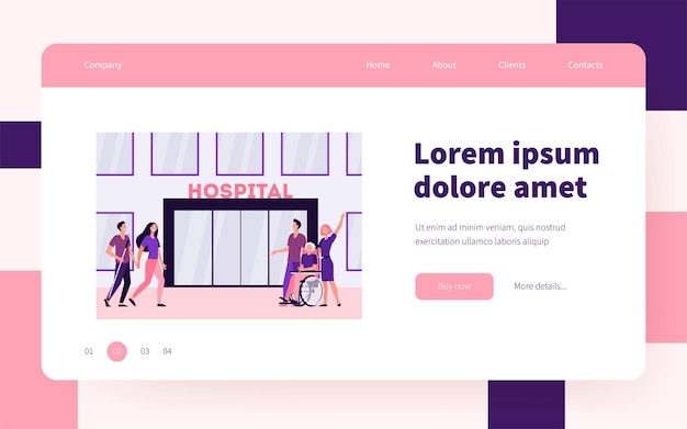 Free Vector patients and their relatives in front of hospital