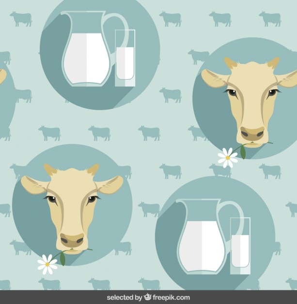 Free Vector pattern with cow heads and milk jug