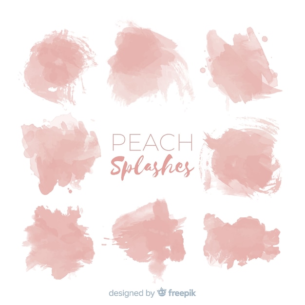 Free Vector peach watercolor splash collection