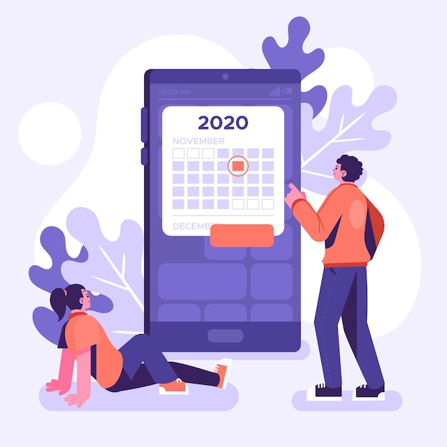 Free Vector people booking an appointment on smartphone