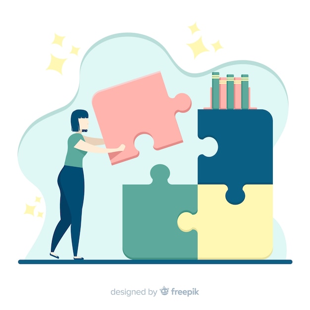 Free Vector people connecting puzzle pieces