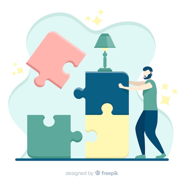 Free Vector people connecting puzzle pieces