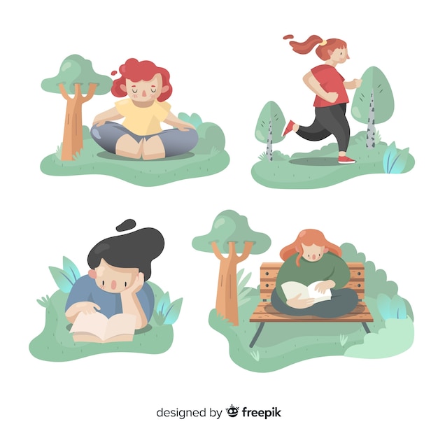 Free Vector people doing outdoor activities