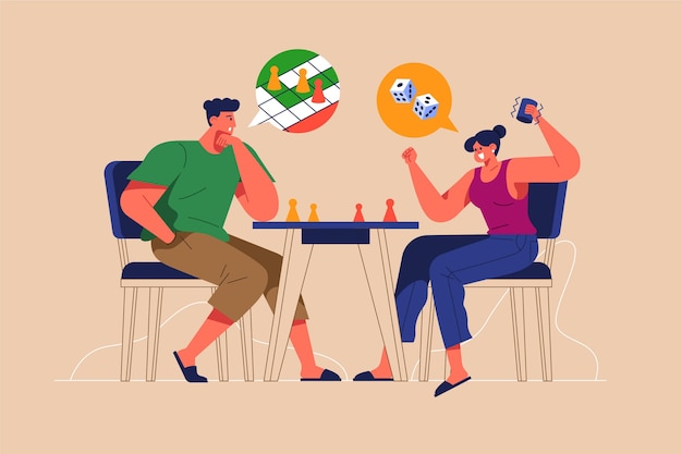 Free Vector people playing ludo game