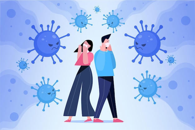 Free Vector people scared of coronavirus disease