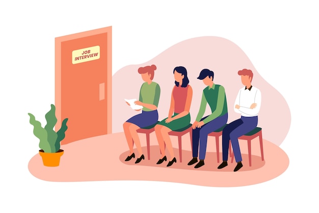 Free Vector people waiting for job interview
