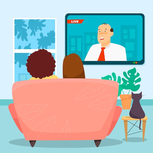 Free Vector people watching the news