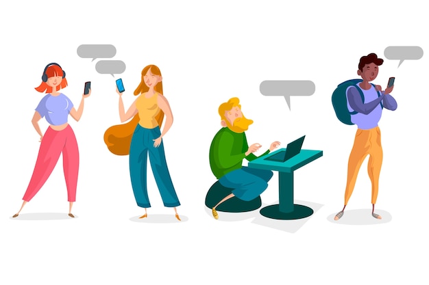 Free Vector people with technology devices