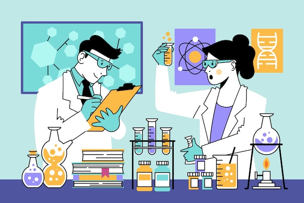 Free Vector people working in a science lab