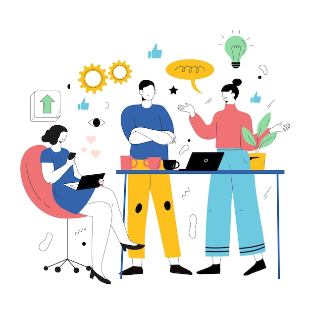 Free Vector people working together in a startup