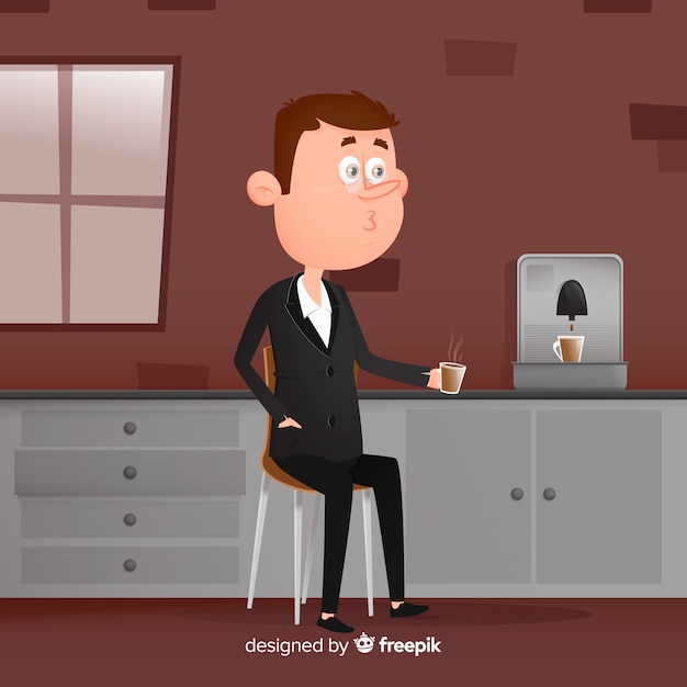 Free Vector person sitting at the cafe