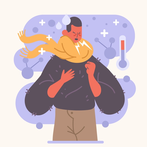 Free Vector a person with a cold concept
