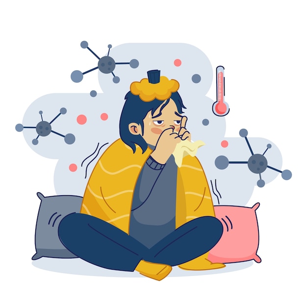 Free Vector person with cold concept