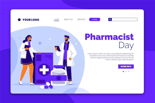 Free Vector pharmacist day landing page template