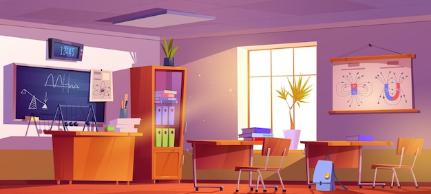 Free Vector physics classroom interior school class room