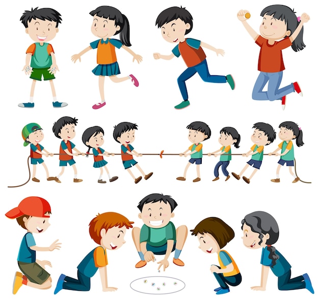 Free Vector playground kids character set